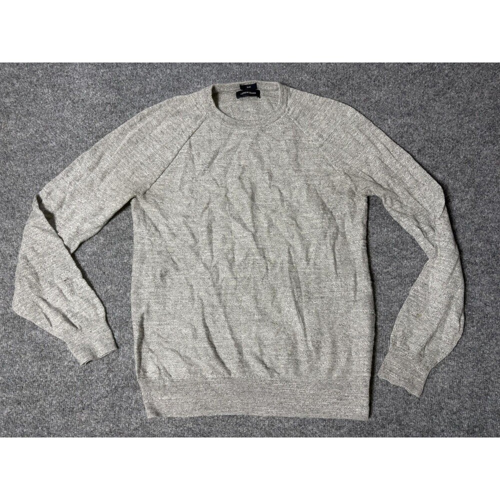 J.CREW Sweater Mens S Gray Slim Fit Cotton Knit Crew Neck Pullover Long Sleeve